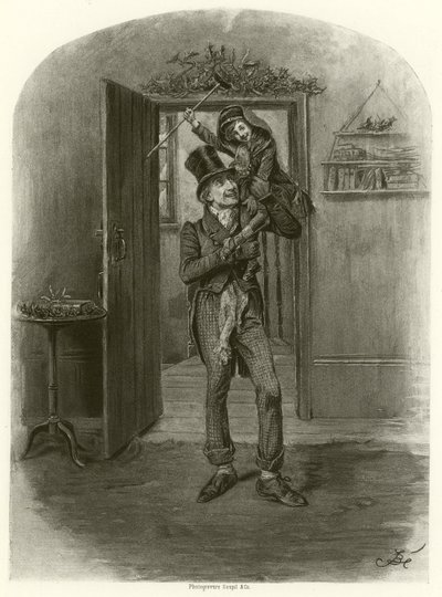 Bob Cratchit és Tiny Tim (mélynyomás) alkotó: Frederick Barnard