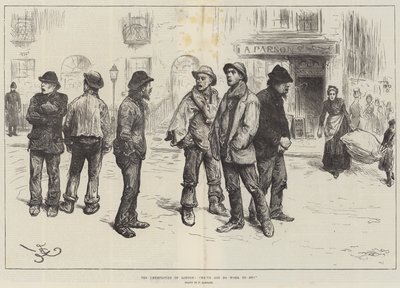 A londoni munkanélküliek, nincs dolgunk! alkotó: Frederick Barnard