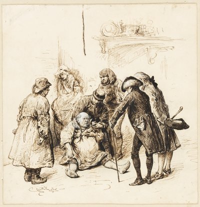 Két úriember segít egy részegen alkotó: Frederick Barnard