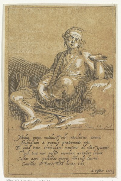 Megnyomorodott koldus tállal Kis figurák (sorozat címe) alkotó: Frederick Bloemaert
