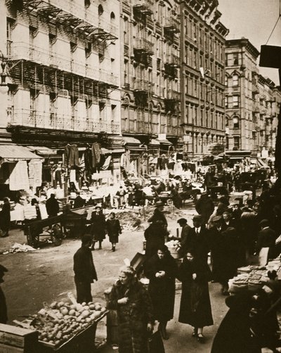 Utcai piac az Orchard Streeten, Lower East Side, New York, USA, 1930-as évek elején alkotó: Frederick Bradley