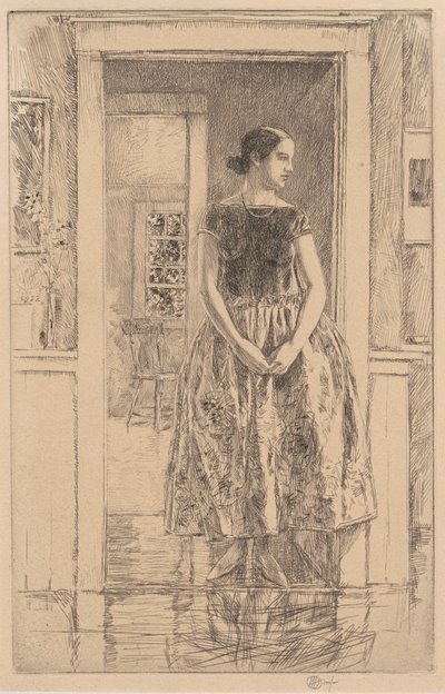 Lány modern ruhában, 1922. alkotó: Frederick Childe Hassam