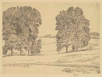 Hickories in a Hayfield, 1917. alkotó: Frederick Childe Hassam