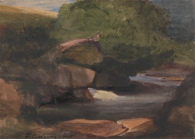 Fák és egy sziklás patak alkotó: Frederick Christian Lewis the Elder