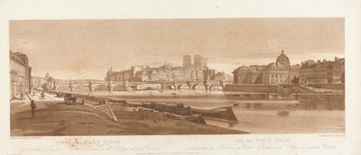 Kilátás Port Neuf-ra, a Louvre része, a Notre Dame és a Négy Nemzet Kollégiuma, 1803; A párizsi Views 7. táblája, a B1981.25.2616. tábla Emanuel kötetének nyomkövetése alkotó: Frederick Christian Lewis the Elder