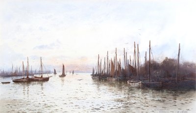 A heringflotta, Stornoway (akvarell) alkotó: Frederick E.J. Goff