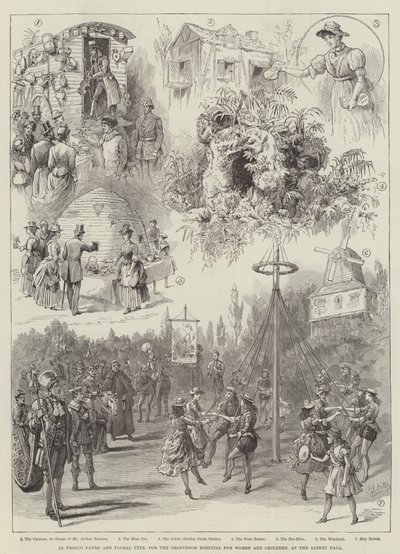 Al Fresco Fayre és Floral Fete, a Grosvenor Női és Gyermekkórház számára, az Albert Hallban alkotó: Frederick George Kitton
