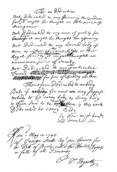 A dedikációt William Hogarth írta, 1745 1865. alkotó: Frederick George Netherclift