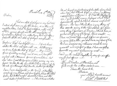 Robert Burns levele Mrs. Dunlopnak Haddingtonból, 1788 1865. alkotó: Frederick George Netherclift
