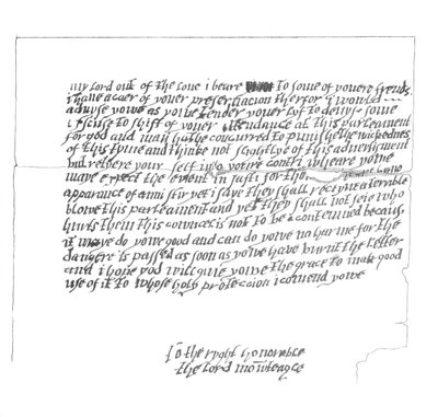 Lord Monteagle-nek írt levél, amely a puskaporos összeesküvés felfedezéséhez vezetett, 1605 1865. alkotó: Frederick George Netherclift