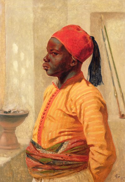 Egy arab fiú félhosszú portréja alkotó: Frederick Goodall