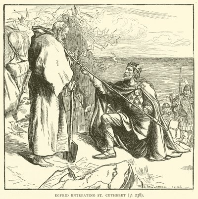 Egfrid könyörgő Szent Cuthbert (metszet) alkotó: Frederick Henry Townsend