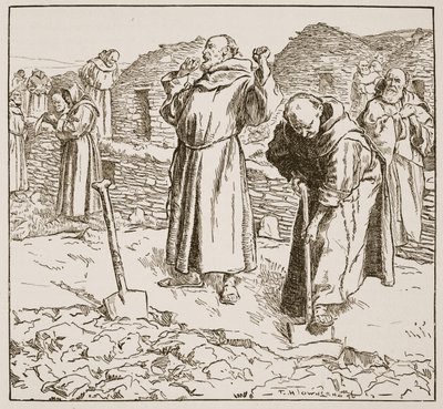 Kolostori gazdálkodás, illusztráció a „The Church of England: A History for the People” című könyvéből, H.D.M. Spence-Jones, kocsma. 1910 körül (litho) (szépia fotó) alkotó: Frederick Henry Townsend