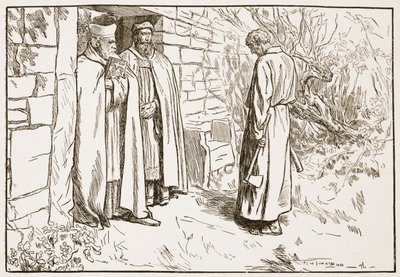 Owini a kolostorban, illusztráció a „The Church of England: A History for the People” című művéből, H.D.M. Spence-Jones, kocsma. 1910 körül (szépia fotó) alkotó: Frederick Henry Townsend