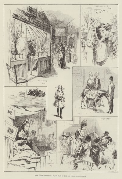 Az ír kiállítás, díszes vásár a régi ír piactéren alkotó: Frederick Henry Townsend