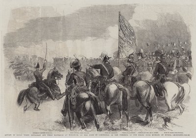 A Woolwich-i Királyi Lovastüzérség és a tábori ütegek áttekintése Cambridge hercegének, Mihály orosz nagyherceg jelenlétében. alkotó: Frederick John Skill