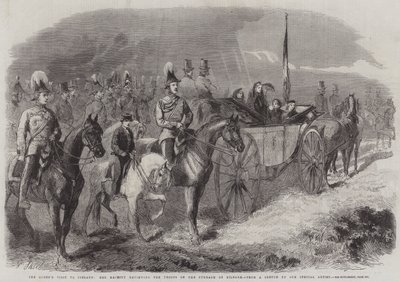 A királynő írországi látogatása, Őfelsége a csapatok megtekintése a kildare-i Curragh-on alkotó: Frederick John Skill