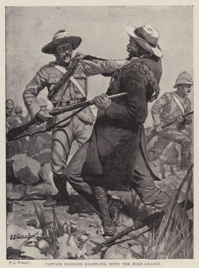 Madocks kapitány a búr vezetővel küzd (litho) alkotó: Frederick Judd Waugh