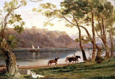 Folyói táj uszály lovakkal alkotó: Frederick Lee Bridell