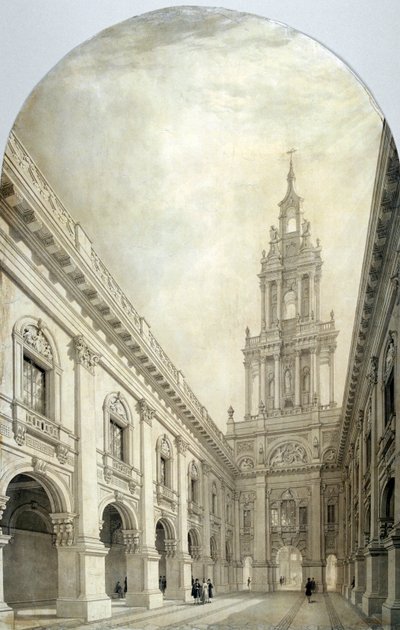 Tervezés az új Royal Exchange számára, 1839. alkotó: Frederick Mackenzie