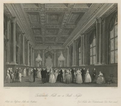 Goldsmiths Hall egy báli estén alkotó: Frederick Mackenzie