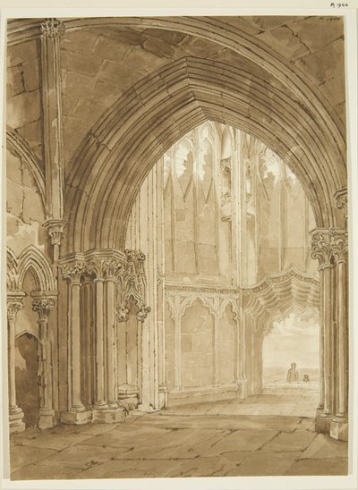 St Mary Redcliffe északi tornácának belseje alkotó: Frederick Mackenzie