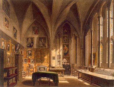 A Chapter House belseje, illusztráció az "Oxford története" című műből, J. Bluck (1791-1831) metszete, kiadta R. Ackermann, 1813 (akvatinta). alkotó: Frederick Mackenzie
