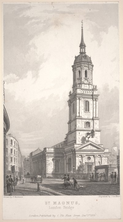 St. Magnus, London Bridge, metszet: John Henry Le Keux (1783-1846) alkotó: Frederick Mackenzie