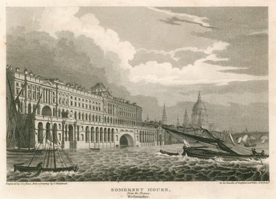 Kilátás a Somerset House-ra, The Strand, London, a Temze, Westminster alkotó: Frederick Mackenzie