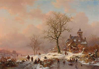 Téli táj jégen játszó alakokkal, 1868 alkotó: Frederick Marianus Kruseman