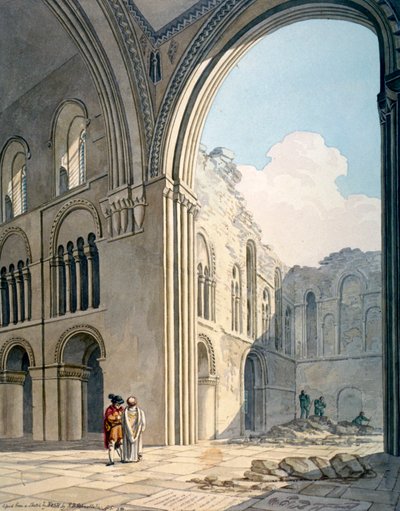 A Nagy Szent Bertalan-templom kórusa javítás közben, Smithfield, City of London, 1815 alkotó: Frederick Nash