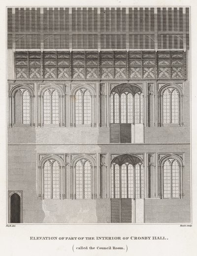A Crosby Hall belső részének megemelése alkotó: Frederick Nash