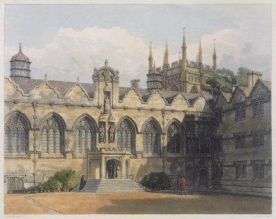 Az Oriel College külseje, illusztráció az "Oxford története" című műből, metszette F. C. Lewis (1779-1856), kiadta R. Ackermann, 1813 (akvatinta). alkotó: Frederick Nash