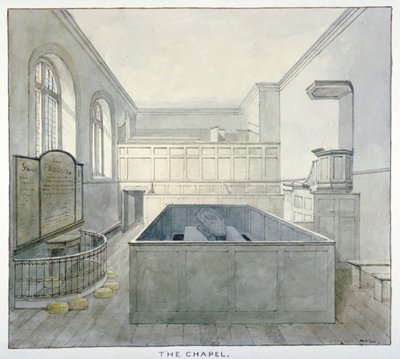 A kápolna belső képe a Newgate börtönben, Old Bailey, London City, 1840 alkotó: Frederick Nash