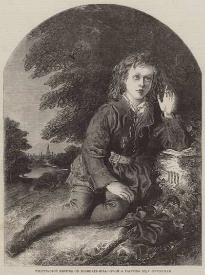 Whittington pihen a Highgate-Hill-en alkotó: Frederick Newenham