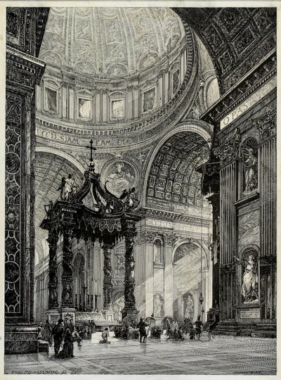 Szent Péter-bazilika, Róma, Olaszország, belső nézet, 1878. alkotó: Frederick P Dinkelberg