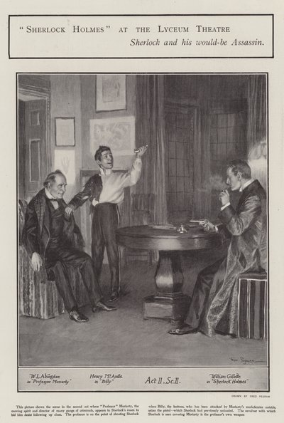 Sherlock Holmes előadása a londoni Lyceum Theatre-ben (litho) alkotó: Frederick Pegram