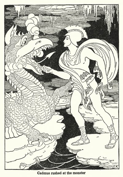 Cadmus nekirontott a szörnynek (litho) alkotó: Frederick Richardson