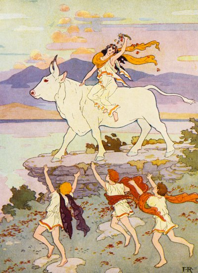 Europa intett a kezével, és azt kiáltotta: "Viszlát" (színes litográfia). alkotó: Frederick Richardson