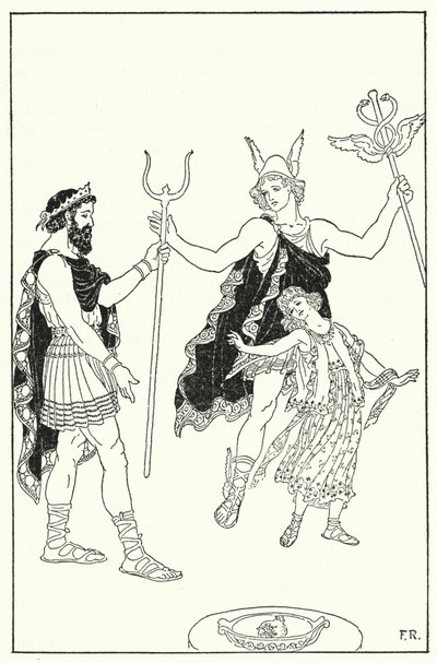 Quicksilver elsiette Proserpinát a Plútó palotájából (litho) alkotó: Frederick Richardson