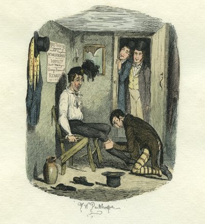 Hamlet lenyúzása, Nagy várakozások, 1885 körül (kézzel színezett rézkarc) alkotó: Frederick W. Pailthorpe