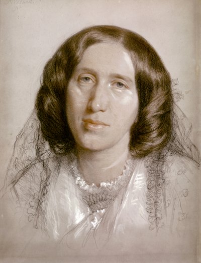 George ELIOT, Portré 1865 (papír, kréta) alkotó: Frederick William Burton