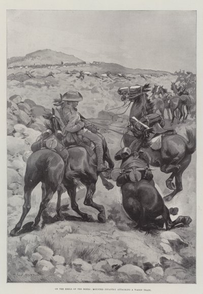 A búrok nyomában lovas gyalogság támad egy kocsivonatot alkotó: Frederick William Burton