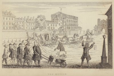 Az indítvány: szatíra azokról a parlamenti kísérletekről, amelyek 1741-ben Sir Robert Walpole-t leváltották a miniszterelnöki székről (metszet) alkotó: Frederick William Fairholt