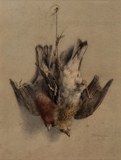 Csendélet, pacsirták alkotó: Frederick William Jackson