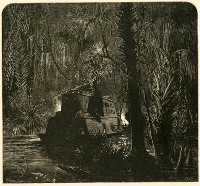 „Éjjel felszállni az Ocklawaha folyóba”, 1872. alkotó: Frederick William Quartley