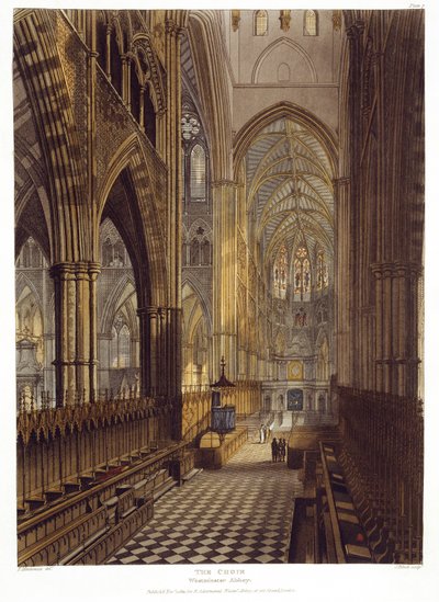 A kórus, 7. lemez a Westminster Abbey-ből, metszett J. Bluck (fl.1791-1831) pub. Írta: Rudolph Ackermann (1764-1834) 1811 (akvatinta) alkotó: Frederick after Mackenzie