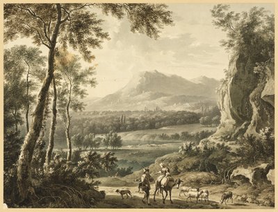 Olasz táj vándorló parasztokkal az előtérben alkotó: Frederick de Moucheron