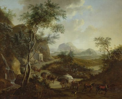 Táj lovak és szekerek kötelékével alkotó: Frederick de Moucheron