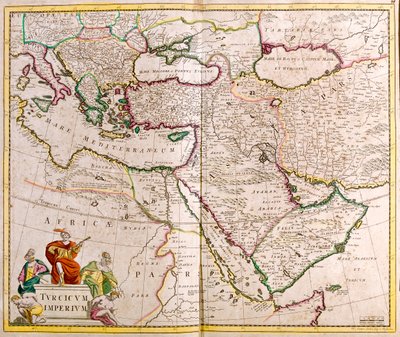 Olaszország, Balkán-félsziget, Törökország, Libanon, Szíria, Izrael, Jordánia, Irak, Arab-félsziget, Irán. alkotó: Frederick de Wit